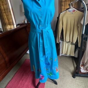 Julian Taylor Blue Buttoned Tie Front Sundress